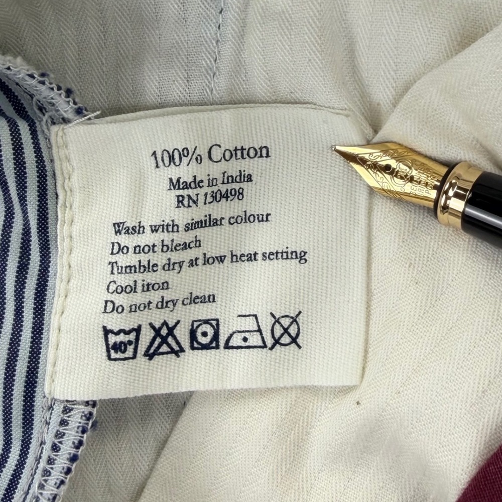 Jack Wills Chino Shorts Men Medium Blue White Cotton Hickory Striped Button Fly - Picture 5 of 11